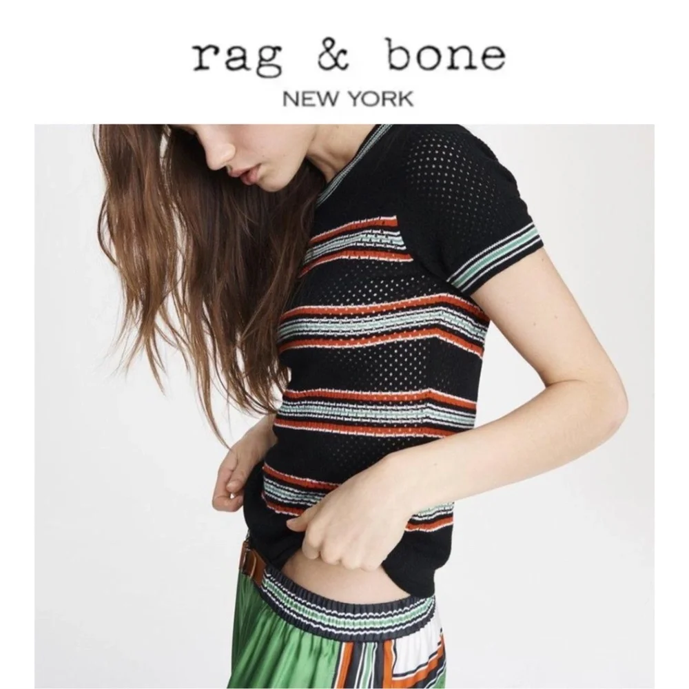 rag and bone Darcie Short Sleeve Mesh Pullover